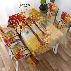 Summer Maple Trees Forest Watercolor Painting SWZB4400 Waterproof Tablecloth