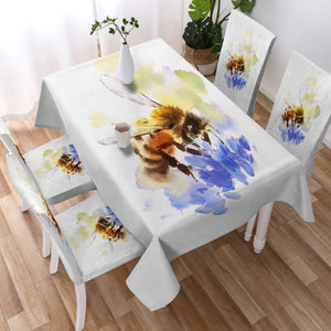 Flying Bee Watercolor Painting SWZB4405 Waterproof Tablecloth