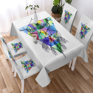 Dreamcatcher Sketch Colorful Triangles Background SWZB4422 Waterproof Tablecloth
