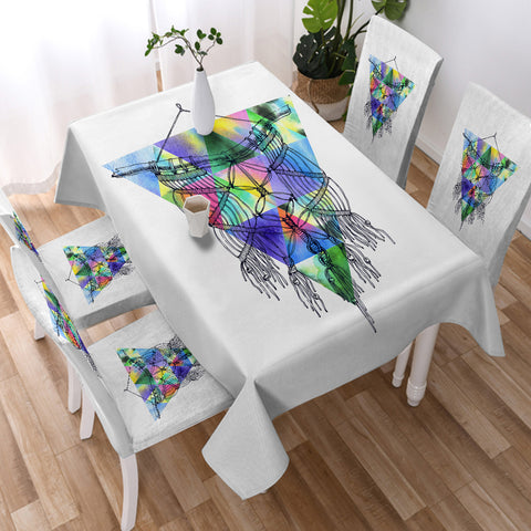 Image of Dreamcatcher Sketch Colorful Triangles Background SWZB4422 Waterproof Tablecloth
