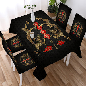 Twin Chinese Golden Dragon WZB4429 Waterproof Tablecloth
