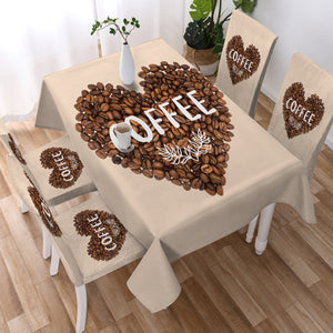 Love In Coffee Bean - Heart Shape SWZB4436 Waterproof Tablecloth