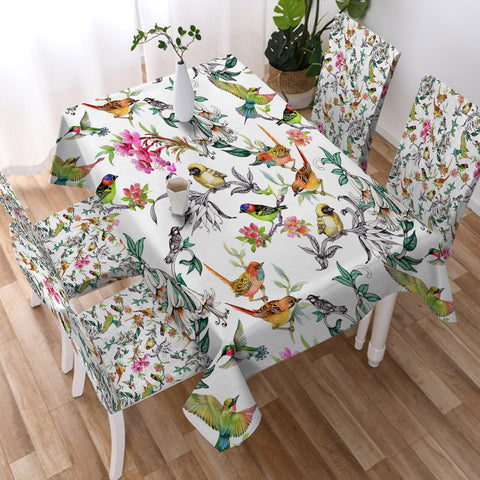 Image of Multi Birds On Branchs WZB4441 Waterproof Tablecloth