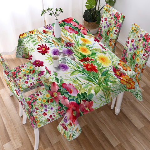 Image of Multi color Flowers In The Forest  SWZB4443 Waterproof Tablecloth