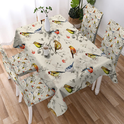 Image of Tiny Colorful Birds  SWZB4444 Waterproof Tablecloth