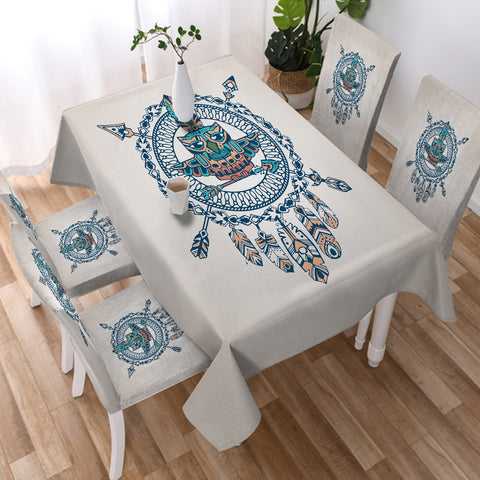 Image of Vintage Aztec Dream Catcher Owl Logo SWZB4451 Waterproof Tablecloth
