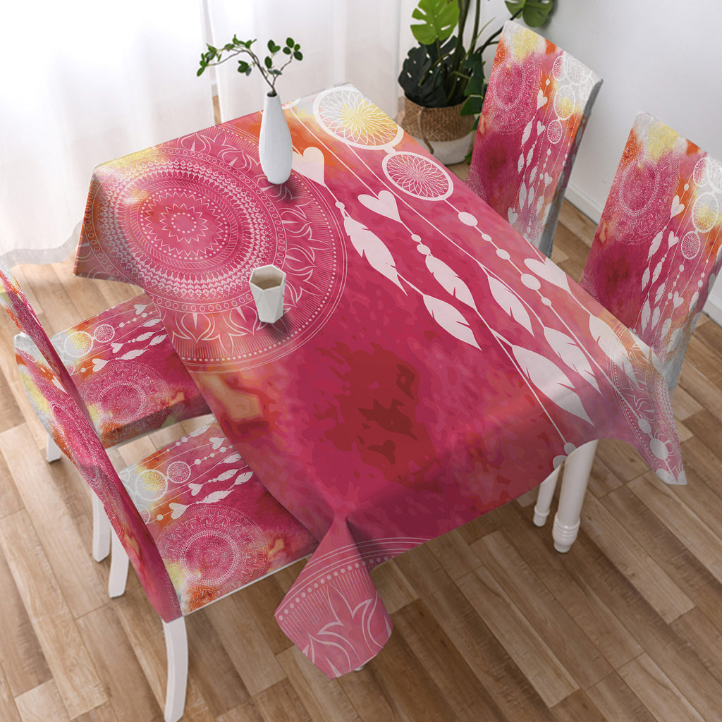 Mandala Dream Catcher Pink Theme SWZB4456 Waterproof Tablecloth