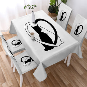 B&W Couple Cats  SWZB4490 Waterproof Tablecloth