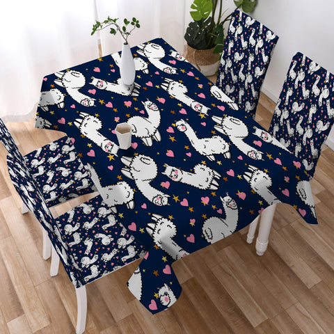 Image of Lovely Alapaca Navy Theme SWZB4491 Waterproof Tablecloth