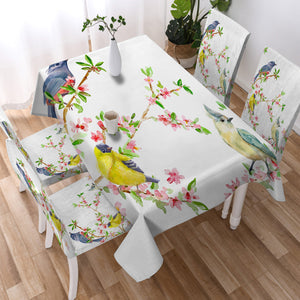 Birds On Blossom Branchs SWZB4492 Waterproof Tablecloth