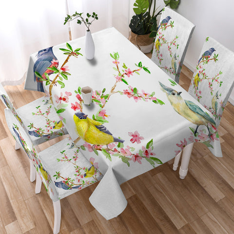 Image of Birds On Blossom Branchs SWZB4492 Waterproof Tablecloth