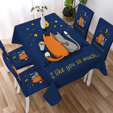 Image of Cute Cartoon I Like You So Much SWZB4494 Waterproof Tablecloth
