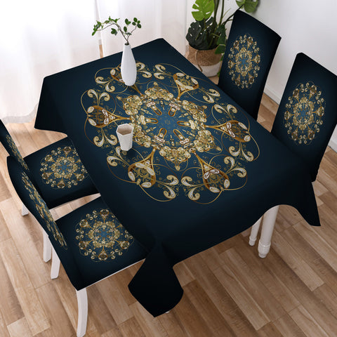 Image of Royal Mandala Navy Theme  SWZB4501 Waterproof Tablecloth