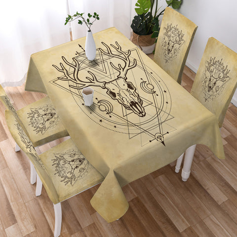 Image of Vintage Deer Skull Zodiac SWZB4504 Waterproof Tablecloth
