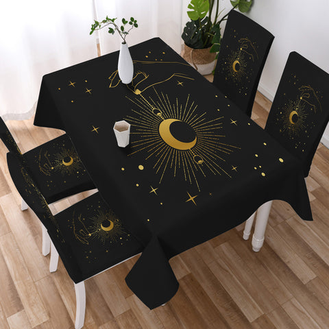 Image of Golden Hand Holding Moon Light SWZB4514 Waterproof Tablecloth