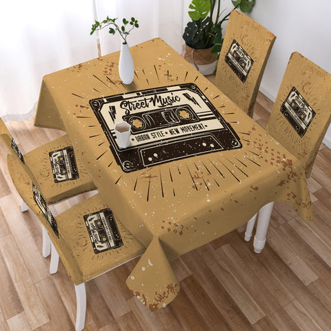 Image of Retro Cassette Street Music  SWZB4526 Waterproof Tablecloth