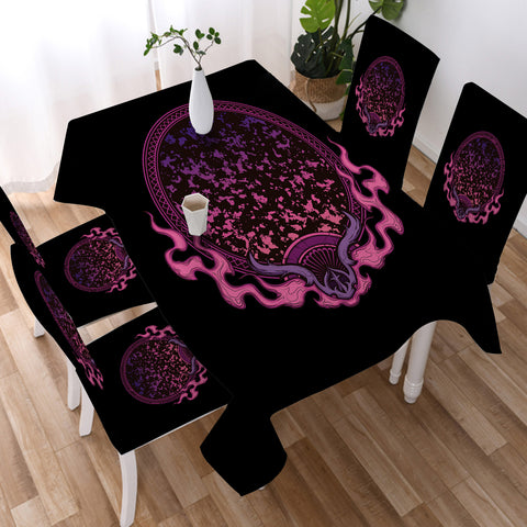 Image of Magic Dark Pink Fire Mirror SWZB4537 Waterproof Tablecloth