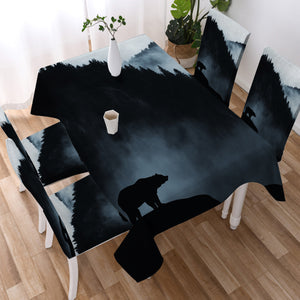 Black Scene High Forest Mountain Bear SWZB4538 Waterproof Tablecloth