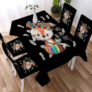 Cute Cartoon Aztec Fox - Wild & Free SWZB4541 Waterproof Tablecloth