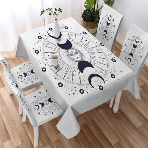 Image of Sun Face Moon Column Zodiac SWZB4544 Waterproof Tablecloth