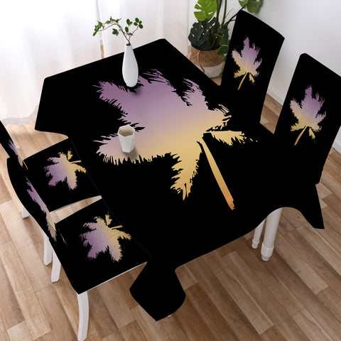 Image of Gradient Purple Yellow Coconut Plant Shape SWZB4546 Waterproof Tablecloth