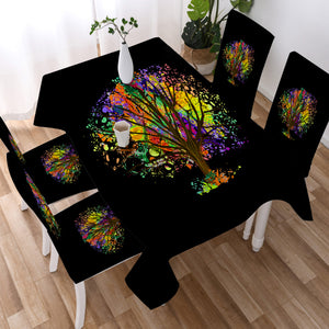 Multicolor Big Tree Black Theme SWZB4577 Waterproof Tablecloth
