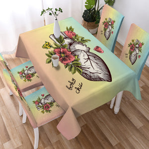 Boho Chic Vintage Floral Heart Sketch SWZB4578 Waterproof Tablecloth