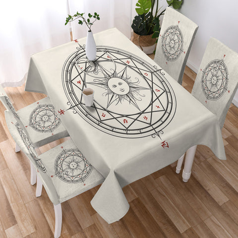 Image of Sun Moon Sign Zodiac Compass SWZB4579 Waterproof Tablecloth