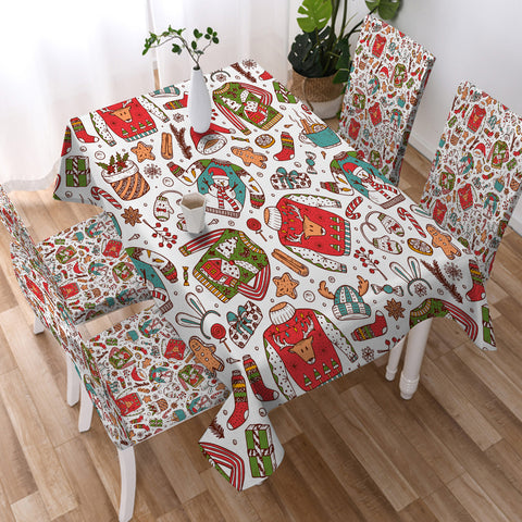 Image of Cartoon Christmas Clothes & Presents SWZB4580 Waterproof Tablecloth