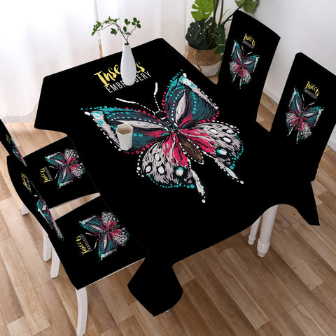 Image of Colorful Butterfly Embroidery Effect  SWZB4583 Waterproof Tablecloth