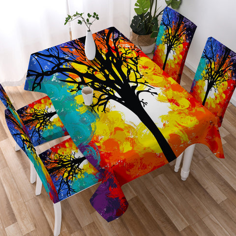 Image of Colorful Big Tree Full Screen SWZB4585 Waterproof Tablecloth