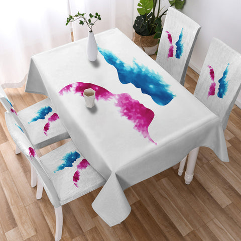 Image of Purple & Blue Human Face Kissing  SWZB4586 Waterproof Tablecloth