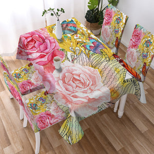 Golden Royal Flowers & Butterflies SWZB4592 Waterproof Tablecloth