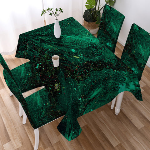 Image of Dark Green Waves Them SWZB4593 Waterproof Tablecloth