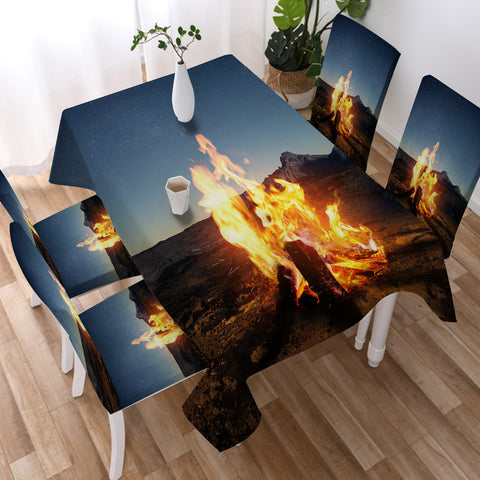 Image of Burning Wood In The Desert SWZB4599 Waterproof Tablecloth