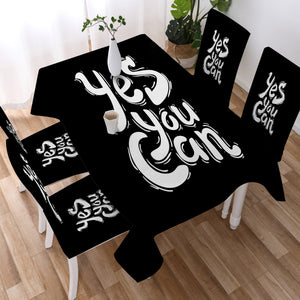 B&W Typo Yes You Can SWZB4603 Waterproof Tablecloth