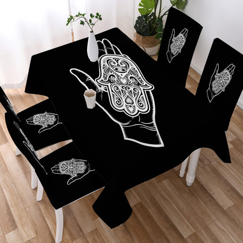 Image of B&W Tattoo Hand Illustration SWZB4606 Waterproof Tablecloth