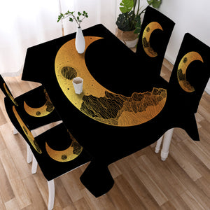 Golden Half Moon Landscape Illustration SWZB4637 Waterproof Tablecloth