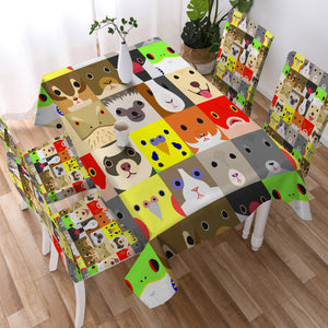 Products Cute Cartoon Animals Checkerboard SWZB4638 Waterproof Tablecloth
