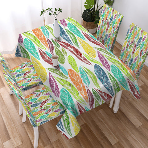Image of Multi Colorful Feather SWZB4640 Waterproof Tablecloth