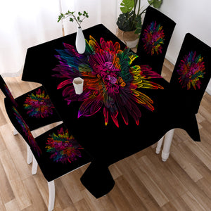 Big Colorful Flower Black Theme SWZB4641 Waterproof Tablecloth