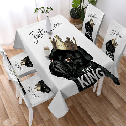 Image of Just Call Me The King - Black Pug Crown  SWZB4645 Waterproof Tablecloth