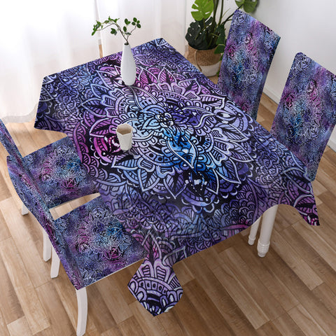 Image of Purple Mandala Matrix SWZB4646 Waterproof Tablecloth