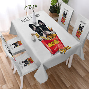 French Fries Bulldog SWZB4653 Waterproof Tablecloth