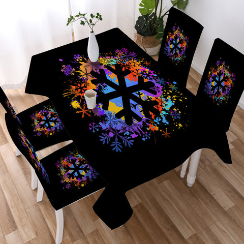 Image of Colorful Spray Snowflake SWZB4655 Waterproof Tablecloth