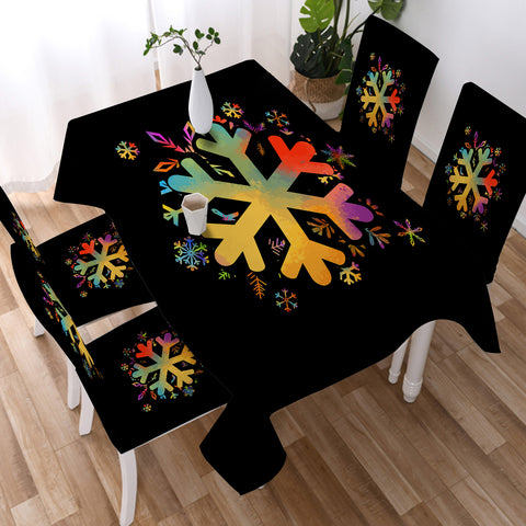 Image of Colorful Snowflake Pattern SWZB4656 Waterproof Tablecloth