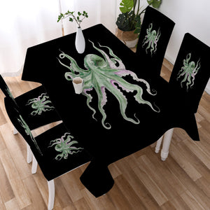 Purple Green Octopus Black Theme SWZB4660 Waterproof Tablecloth