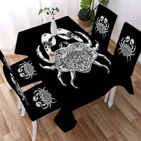 Image of B&W Tattoo Crab SWZB4663 Waterproof Tablecloth