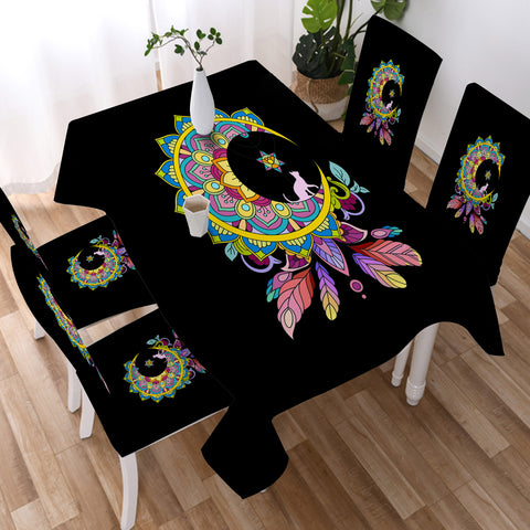 Image of Half Moon Mandala Dream Catcher SWZB4665 Waterproof Tablecloth