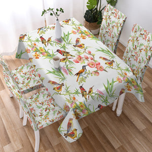 Brown Sunbirds & Pink Flowers SWZB4731 Waterproof Tablecloth